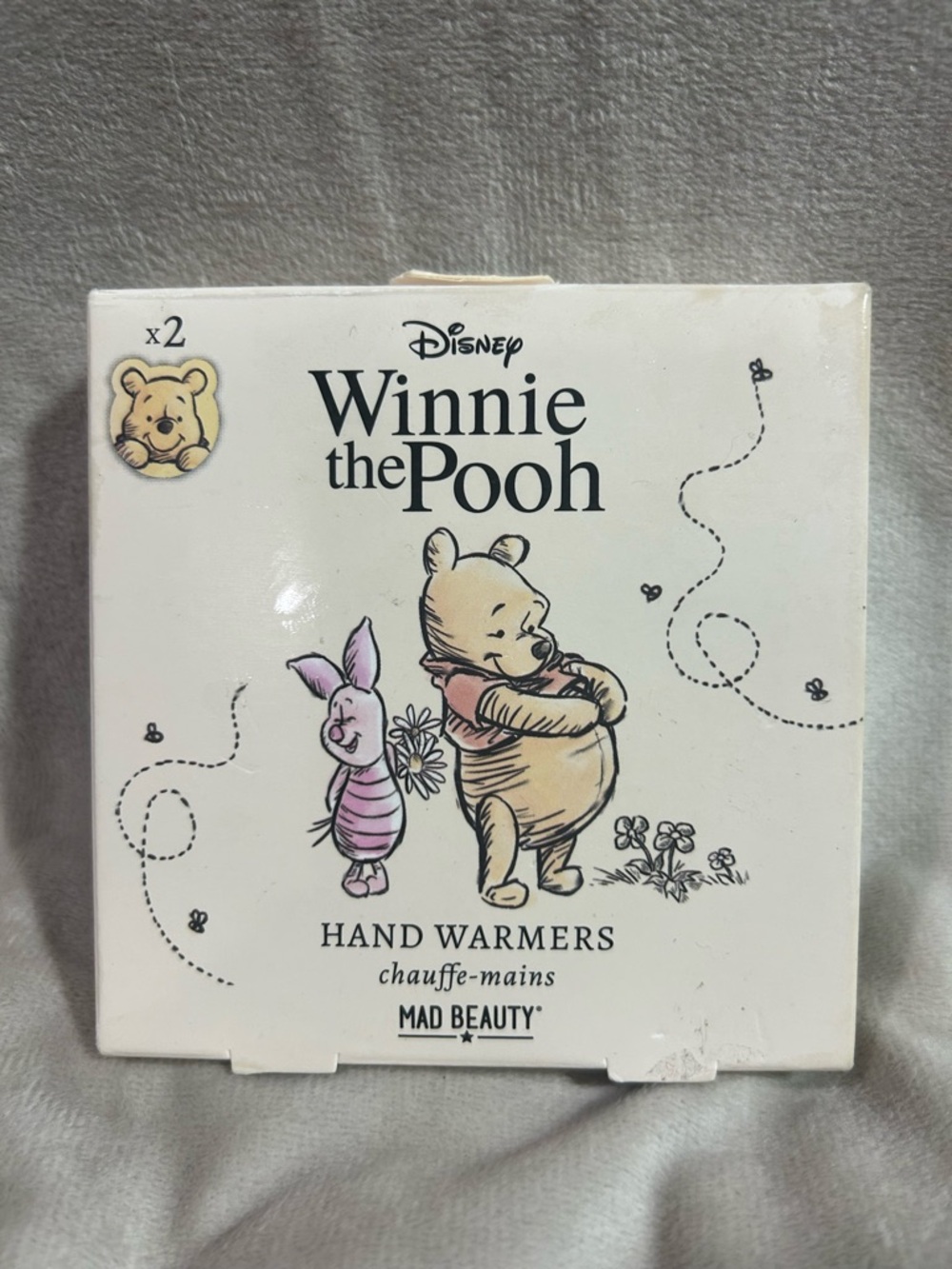Disney Winnie the Pooh Hand Warmers - White with Yellow and Pink Artwork